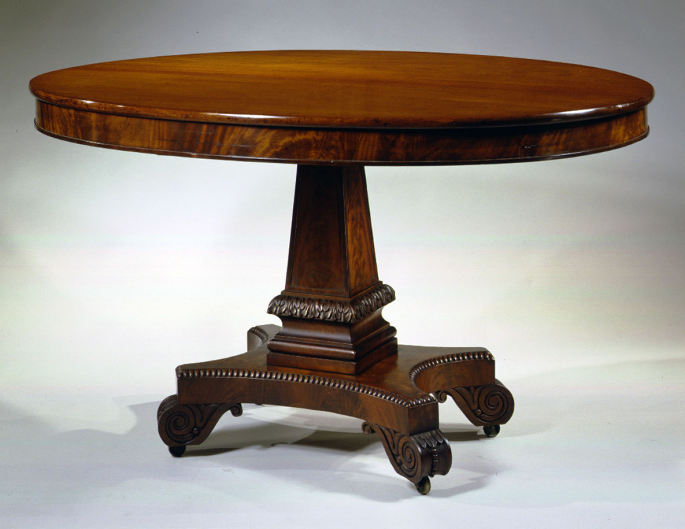 Antique Dealers Association of America Oval Carved Mahogany Center Table
